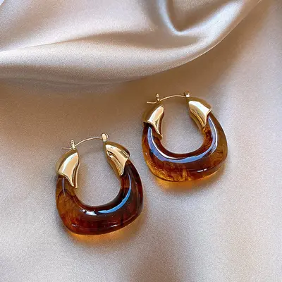 Sonbahar Kış Maillard Kaplan Gözü Taşı Küpe Retro Çok Amaçlı Şık Küpe Lüks Yüksek Kalite Basit Moda Kulak Aksesuarı Kadın - 12