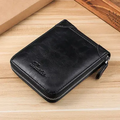 Men's Bi-Fold Short Zipper Coin Wallet - 7