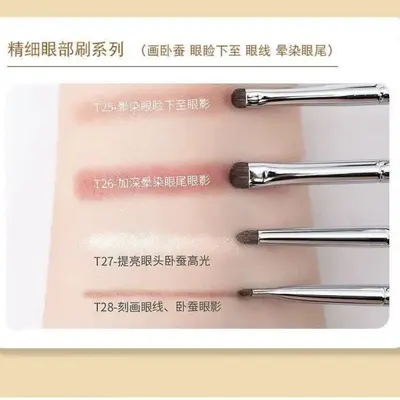 4-teiliges Pferdehaar-Make-up-Pinselset, Lidschatten- und Highlighter-Pinsel - 12