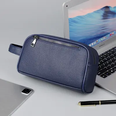 Men's Business Clutch Bag, Soft Leather, Large Capacity with Phone and Wallet Compartments