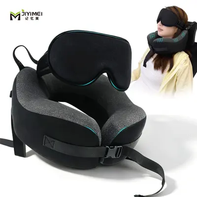 Bellek köpüğü boyun yastığı ve göz maskesi, 2 in 1, seyahat - 7