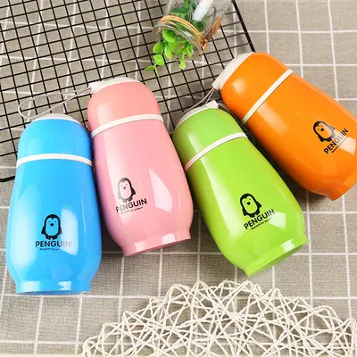Children's Stainless Steel Thermos Cup, Penguin Design, Printed Logo - 1