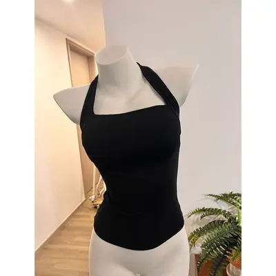 Red Backless Halter Yoga Tank Top, Thin Summer Style with Bra Pads - 6