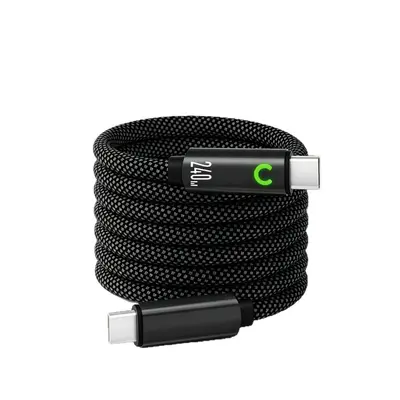 240W Magnetic Fast Charging Data Cable for Tablets, Apple, Samsung, Huawei, Dual Type-C