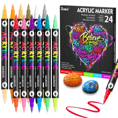Dual-Tip Acrylic Marker Pen Set, Water-Based, DIY Painting - 7