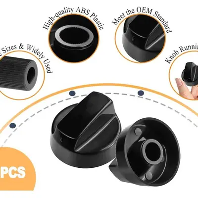 Universal Plastic Control Knobs, 4 Pack with 12 Adapters - 5