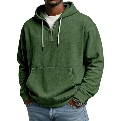 Men's Hooded Half-Zip Sweatshirt, Digital Print, Autumn 2025 - 12