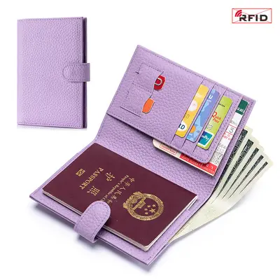 Pasaport çantası gerçek deri ultra ince RFID cüzdan - 10