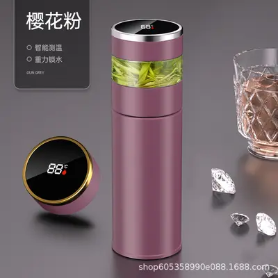 316 Stainless Steel Temperature Display Insulated Cup with Tea Infuser - 12