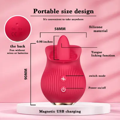 Rosen-Vibrator mit Zungen- und Saugfunktion, teleskopisch, für Frauen