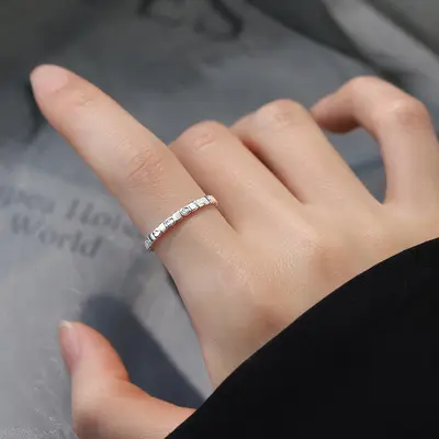 925 sterling silver geometric ring, open design - 3