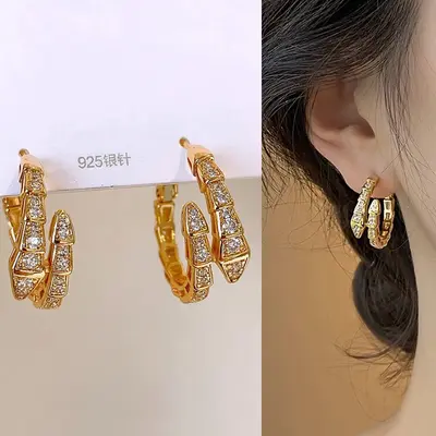 Schlangenförmige Zirkonia-Ohrringe, Luxusdesign