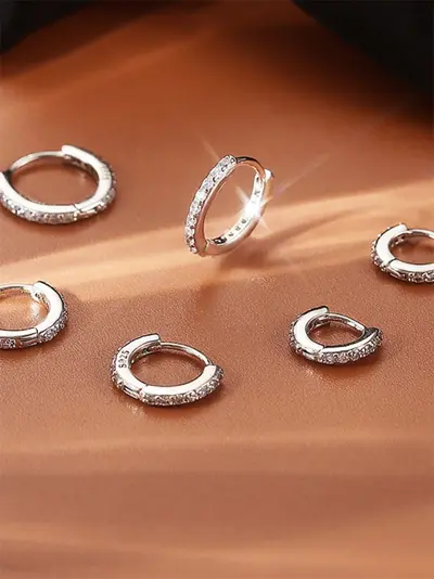 925er Silber Ohrstecker mit Rhinestones - 2