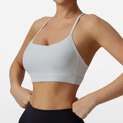 Women's Nude-Feel Sports Bra, Thin Strap, Shockproof, Quick-Dry - 7