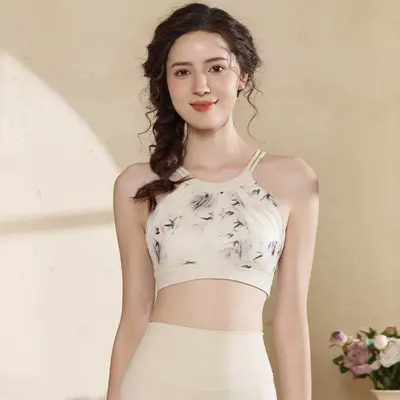 Chinese-Style Yoga Set with Flare Pants for Pilates Training - 8
