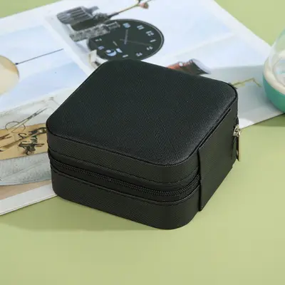 Portable Zippered Jewelry Box Earring Ring Packaging Ornament Box Luxury Travel Jewelry Storage Box In Stock - 7