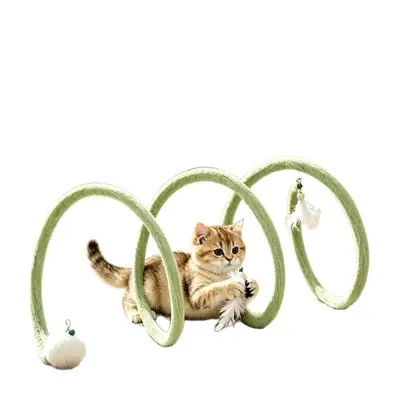 Foldable Cat Tunnel with Bell and Teaser Wand for Kittens - 6