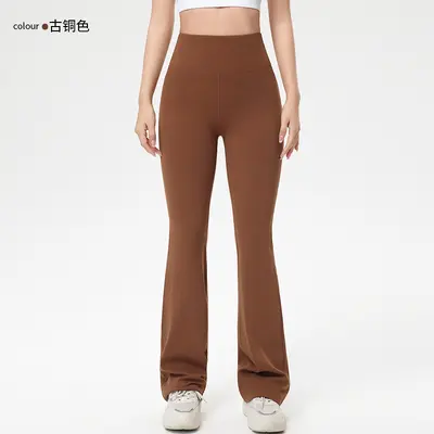 Verlängerte Yoga-Bootcut-Hose leicht ausgestellter Schnitt hohe Taille Pilates - 10
