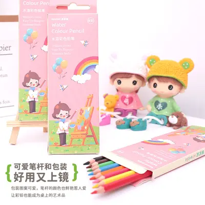 Guaj 8 Farben 12 Farben Malset wasserlösliche Farbstifte für Schüler Kindergarten Schreibwaren Kinder Kunst Skizzenstift
