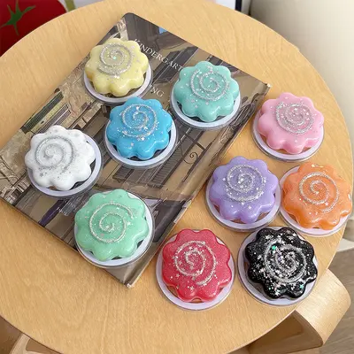 Magnetic phone stand, sequin design, rotating and retractable