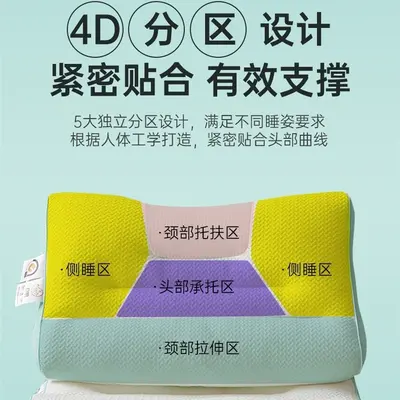 4D Contour Pillow Core, Washable Knitted Cotton, Cervical Support, Single and Double - 5