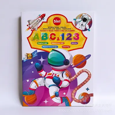 跨境幼儿园儿童早教本启蒙书学前英语练习册绘画填色本贴纸描红本