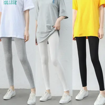 Modal Women's Leggings, Thin Spring Summer Style, Plus Size Black Yoga Pants - 5