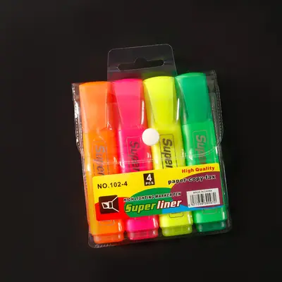 6-farbiges Textmarker-Set mit Schrägkopf - 7