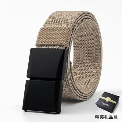 Men's Tactical Belt with Magnetic Buckle, Woven Nylon Canvas - 12