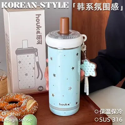 高颜值316保温杯轻奢高级感小众杯子大容量水杯吸管杯女咖啡杯 - 10