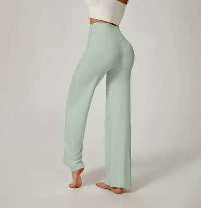 YEO tarzı günlük kadın pantolonu, düz paça, ilkbahar yaz geniş paça yoga pantolonu - 13