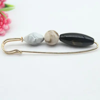 Large Imitation Stone and Pearl Brooch Pin, Silk Scarf Clip - 9