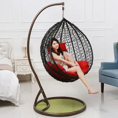 Double Faux Rattan Hanging Chair for Indoor Use and Balcony - 7