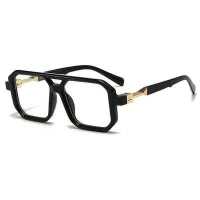 Retro Square Frame Double Bridge Sunglasses for Men and Women - 9