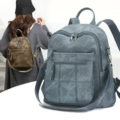 Women's PU Backpack, Large Capacity for Sports and Travel - 3