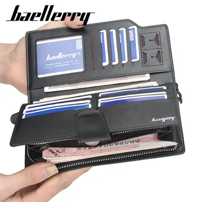 Men's Clutch Wallet with Multiple Card Slots and Long Zipper - 6
