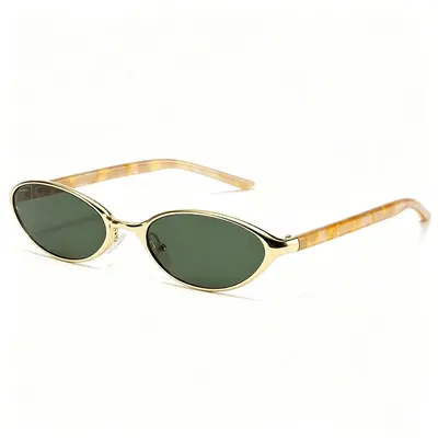 Metal Oval Small Frame UV400 Protection Sunglasses - 9