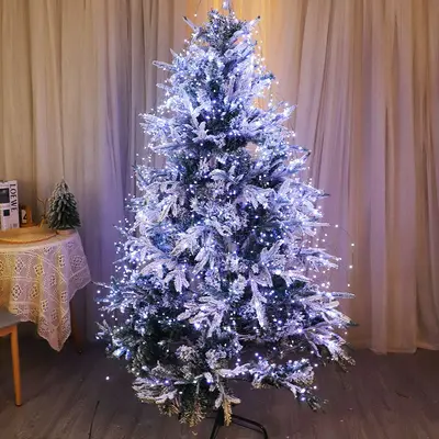 Noel ağacı ışık dize led yıldız dekorasyon atmosfer ışığı koyu yeşil bakır tel ile açık su geçirmez Noel dekorasyon ışıkları