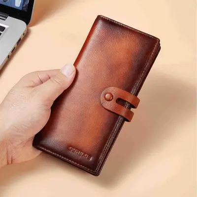 Men's Long Bifold Wallet with Multiple Card Slots, Light Luxury Business Style - 3