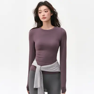 Women's Autumn Winter Tight Pilates Yoga Top, Long Sleeve Quick-Dry Sportswear