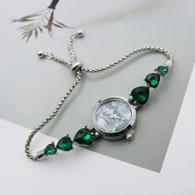 Girl's Quartz Watch with Heart and Diamond Design - 7