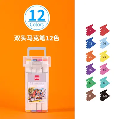 Deli Marker-Set für Schüler und Kinder, Kunstmalerei, großformatig, doppelseitig, ölbasierte Buntstifte, Schreibwaren, Großhandelspreis - 7