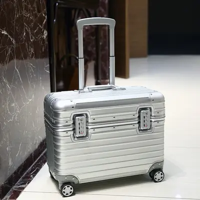 Tamamen alüminyum magnezyum alaşımlı fotoğrafçılık arabası çantası, açılır kapaklı, 18 inç kamera çantası, metal taşıma çantası, unisex kabin boy valiz. - 7