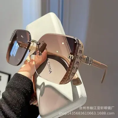 Women's Sunglasses Fashion Large Frame Slimming Sunglasses Sun Protection New Style Elegant High-End Feel UV-Proof Sunglasses