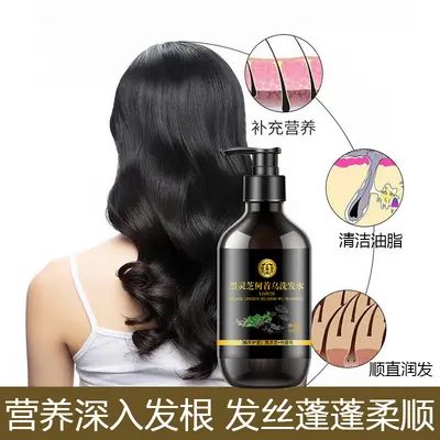 工厂黑灵芝何首乌草本无硅油洗发水天然植物润养柔顺护发厂家代发