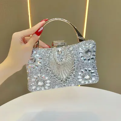 Diamond-Coated Women's Evening Bag for Weddings and Banquets - 11