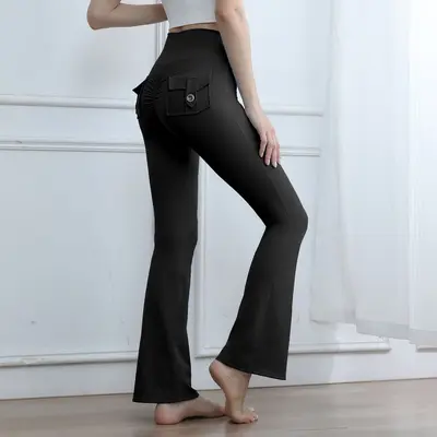 Damen-Yogahose mit Cargo-Taschen, hohe Taille, schnelltrocknend
