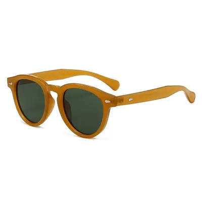 Round Frame Sunglasses with Metal Rivets, Light Luxury, Unisex Sun Protection - 12