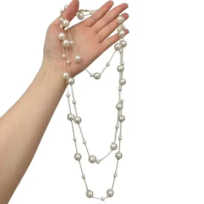 Französische Perlenkette mit Crackle-Optik, mehrschichtig, Langdesign - 6