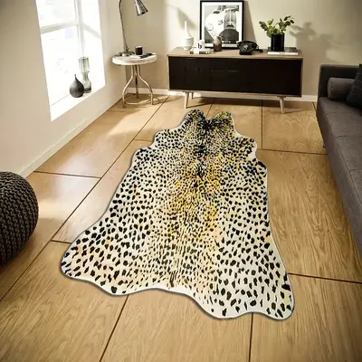 Teppich mit Tierfell-Optik aus Kunstleder, schmutzabweisend, Schlafzimmer - 9